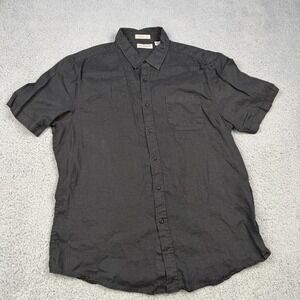 Naturalblue Shirt Mens XL Gray Linen Short Sleeve Button Up Casual Summer Travel